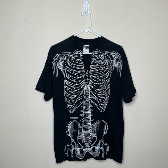 Vintage Leslie Arwin Skeleton Human Anatomy Short Sleeve T Shirt Double-sided - Picture 2 of 9